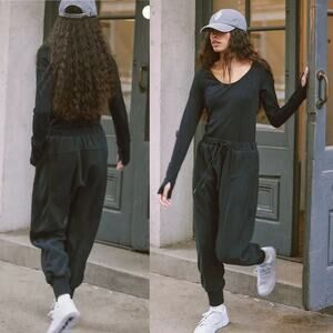 NEW Free People Make It Count Harem Onsie Black Size XS Apres-Ski Cozy Casual